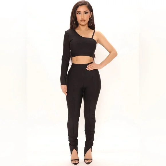 Kali Bandage Black Crop Top  One Shoulder Top Small - Picture 2 of 6